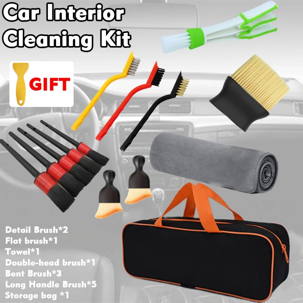 Dirt Brush Interior - 1-15개 자동차 청소 디테일링 브러쉬 키트,