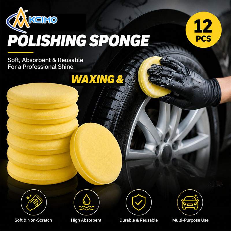 Wax Applicator Pad - 12개 자동차 왁싱 스펀지 라운드 소프트