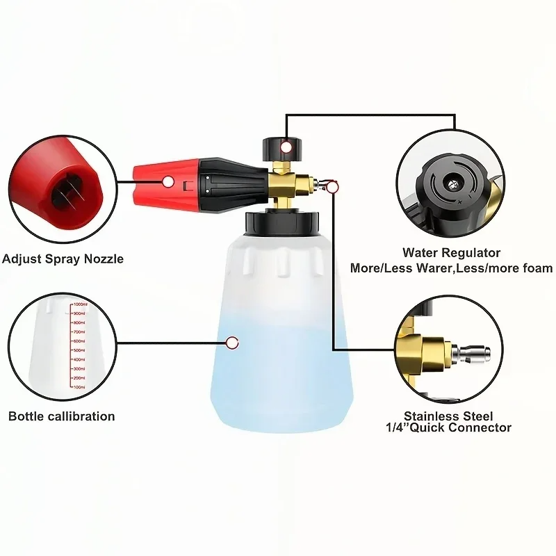 고압 PA 폼 캐논 조절식 폼 스프레이어 스노우 폼건  - Pressure Washer Foam Gun 리뷰 및 가격