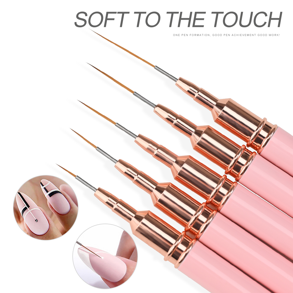 5개입 핑크 메탈 핸들 네일 라이너 브러쉬 세트, 초극 - Detailing Brush Set 리뷰 및 가격
