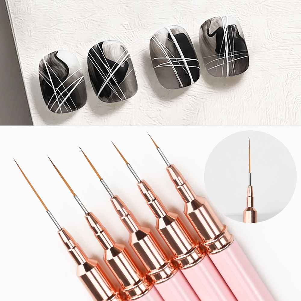 5개입 핑크 메탈 핸들 네일 라이너 브러쉬 세트, 초극 - Detailing Brush Set 리뷰 및 가격