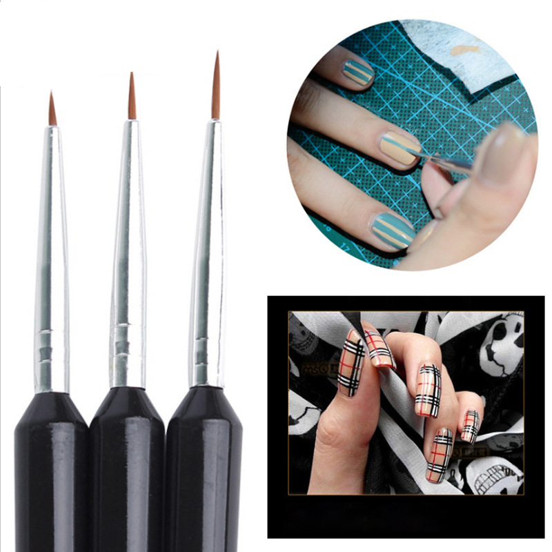 3Pcs 초미세 네일 아트 라이너 브러쉬 세트 블랙 핸 - Detailing Brush Set 리뷰 및 가격