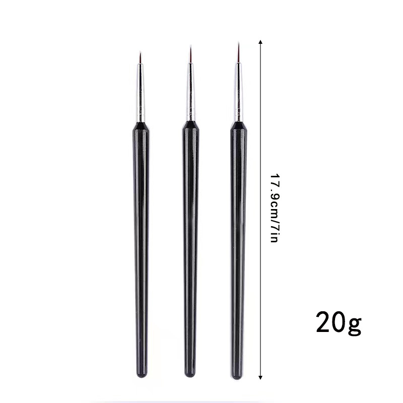 3Pcs 초미세 네일 아트 라이너 브러쉬 세트 블랙 핸 - Detailing Brush Set 리뷰 및 가격