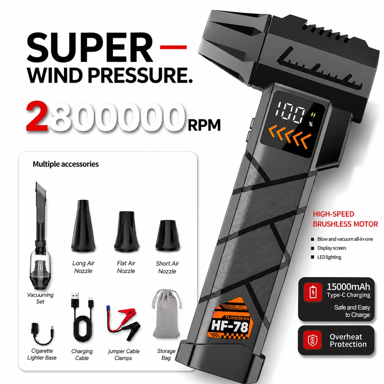 초강력 2800000RPM 전동 제트 블로워 무선 압축 - Dryer Car Blower 리뷰 및 가격