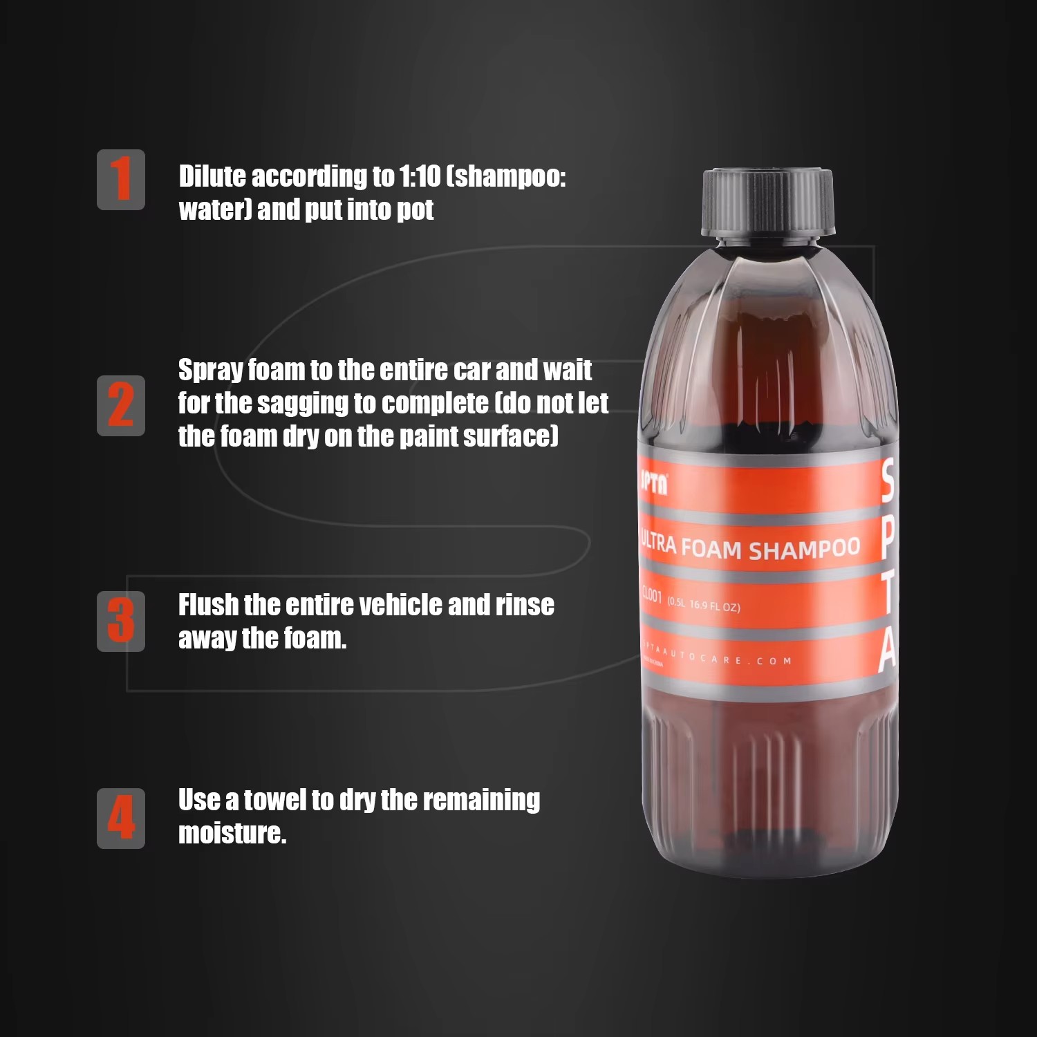 SPTA 울트라 폼 샴푸 (16온스/500ml) 오렌지 - Car Shampoo Ph 리뷰 및 가격