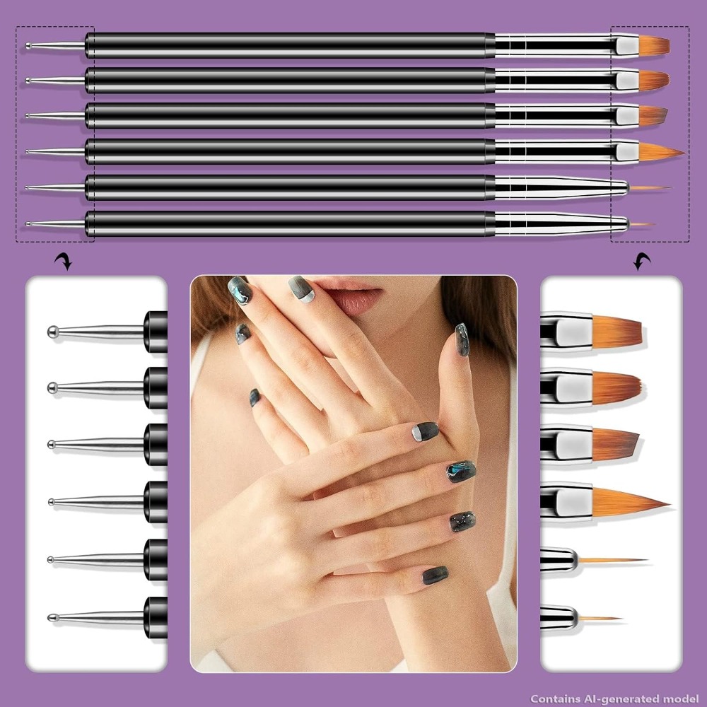 양쪽 사용 가능한 네일 아트 도팅 도구 6종 키트, 라 - Detailing Brush Set 리뷰 및 가격