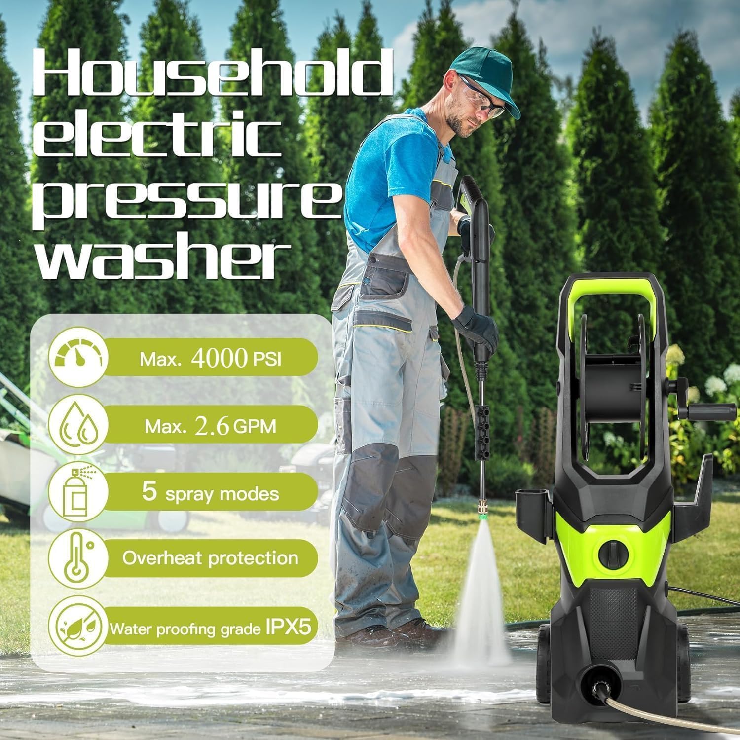 4000PSI 전기 고압 세척기, 3000W 파워 세척 - Pressure Washer Foam Gun 리뷰 및 가격